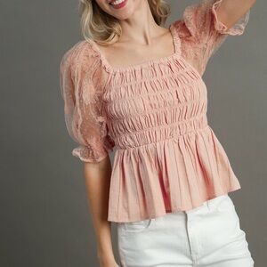 UMGEE #22 - NWT Elegant Blush Smocked Women's Top (bin C)